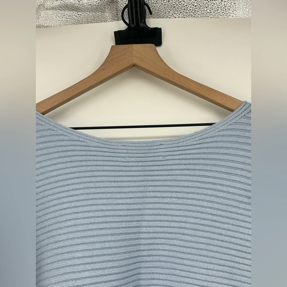 Anthropologie Kendall Cropped Ribbed Knit Boatneck Pullover Blue Women's Size 2X
